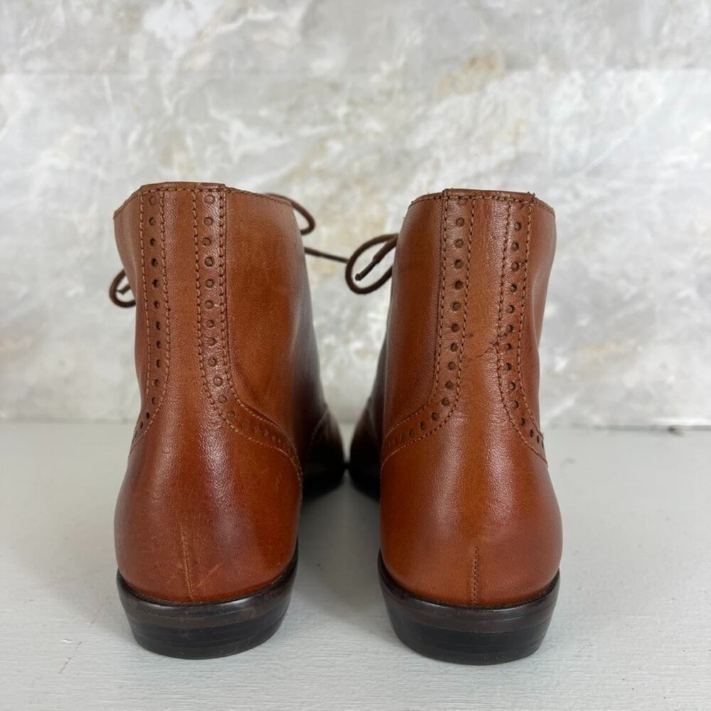Vintage Hunt Club Tan Leather Lace Up Ankle Boots Womens Size 7.5 Brogue Wingtip - Picture 6 of 12